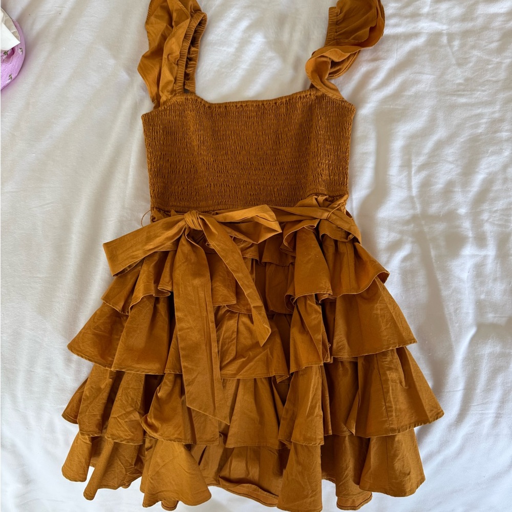 Tularosa Mustard Ruffled Dress